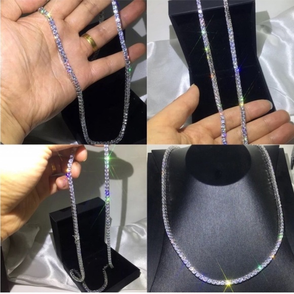 18k Solitaire Tennis Necklace - Picture 7 of 8